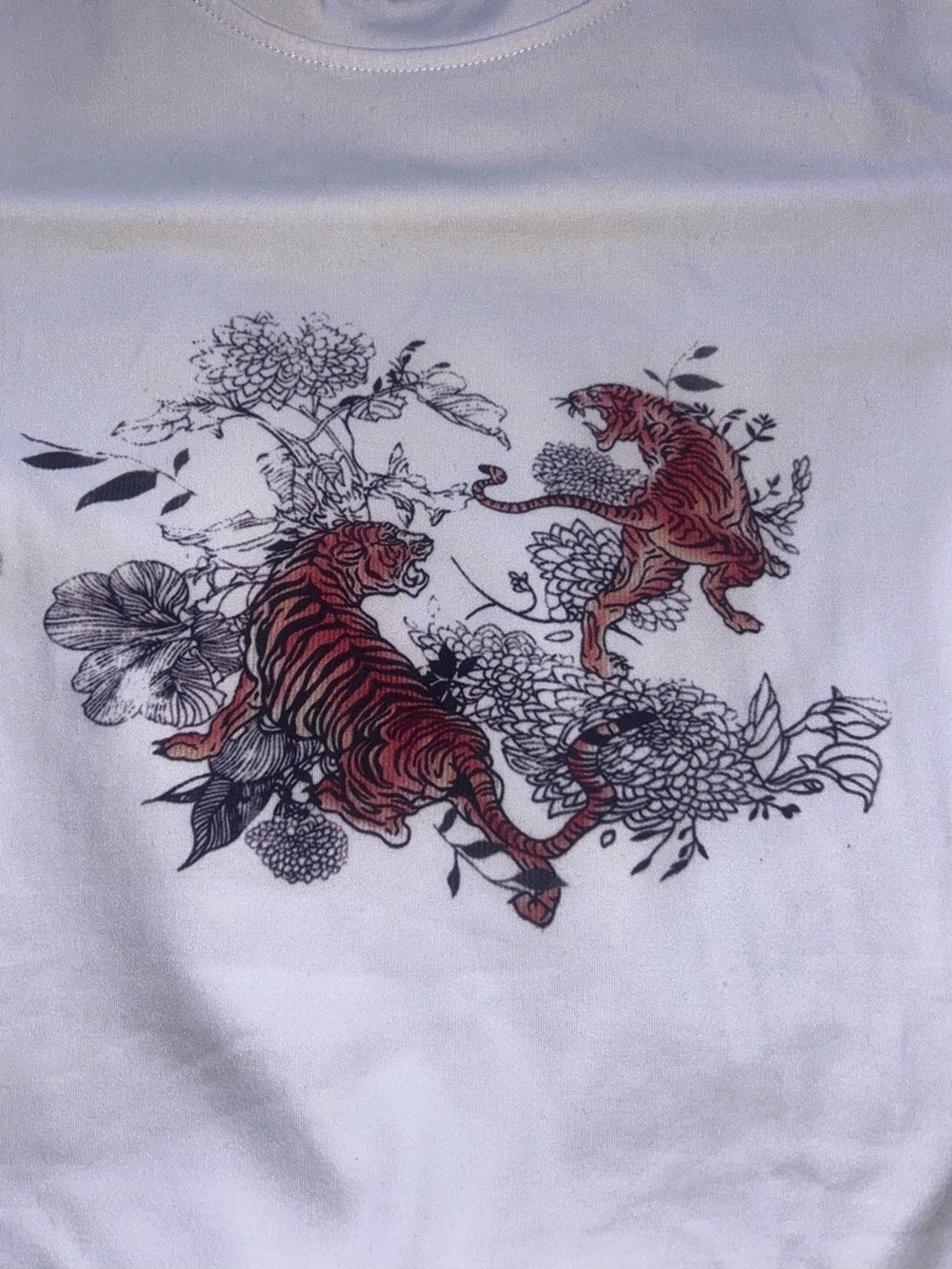 White Tiger Floral Graphic Baby Tee